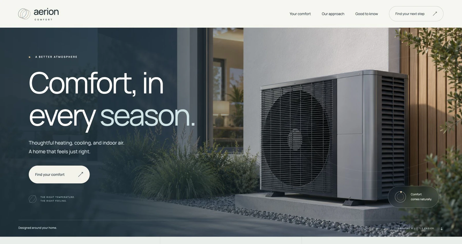 Aerion Comfort website design
